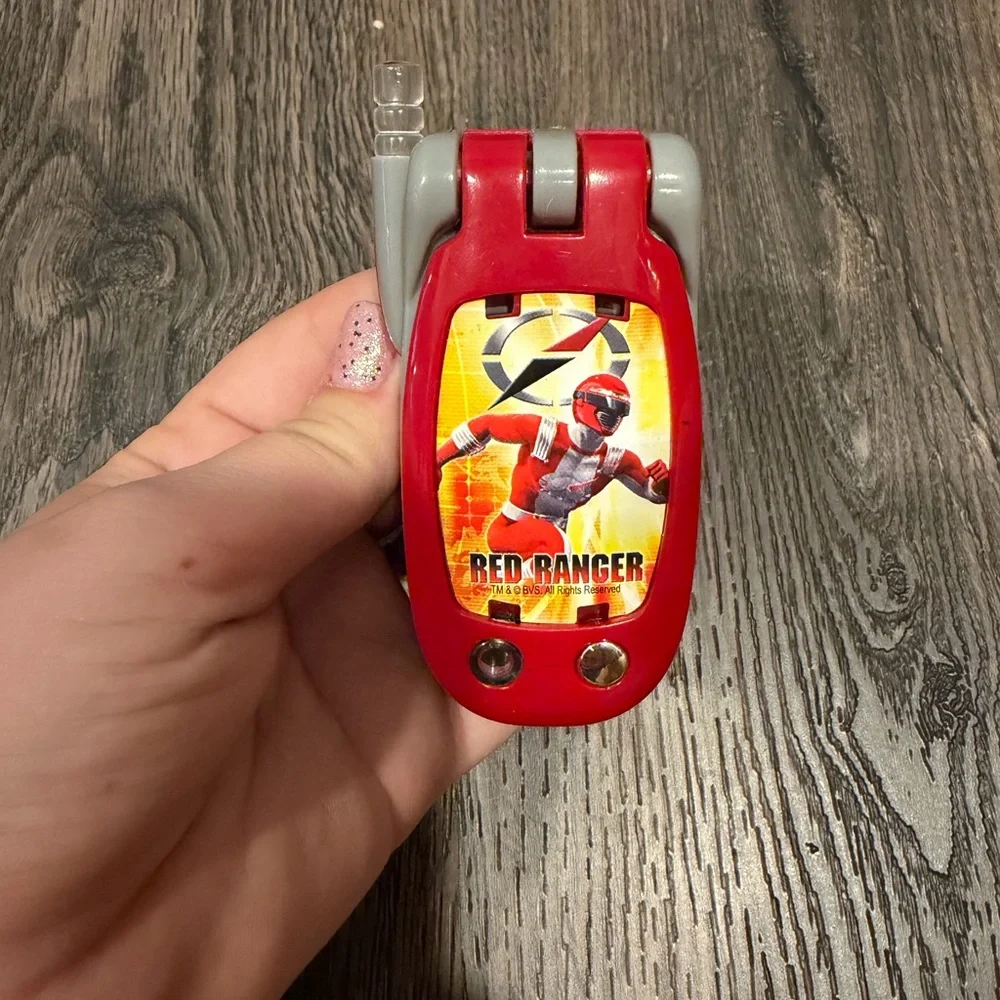 Source Unknown Red and Gray Flip Phone Toy with Red Ranger Graphic
